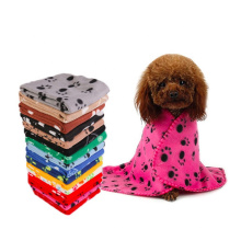 Coral Fleece Print Paw Blanket For Bed Cover Pet Blanket